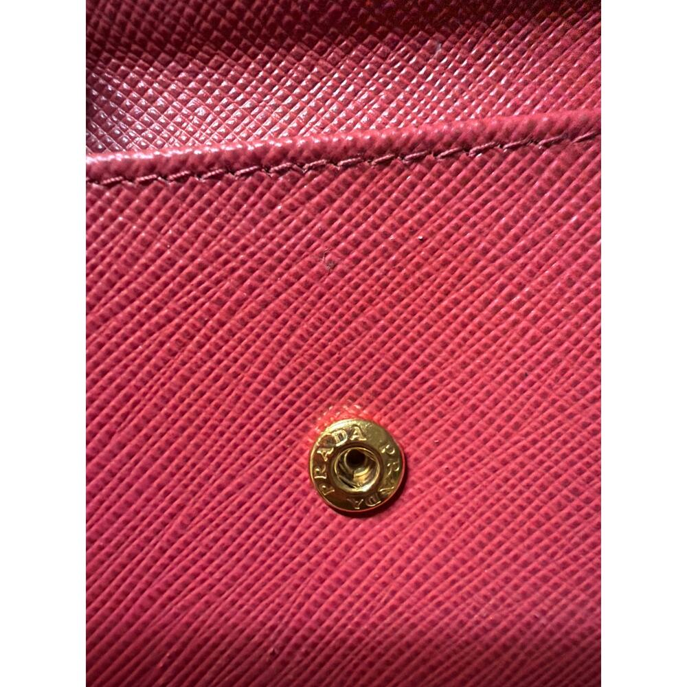 Prada Saffiano Leather Pink Compact Snap Wallet Authenticated - Picture 4 of 10